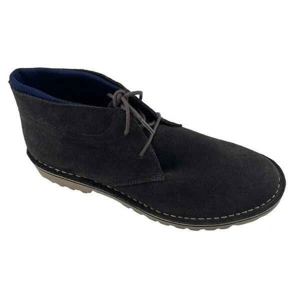 New Kenneth Cole Reaction Men Leather Chukka Boots Dark Grey Shoes 12 US / EU 46
