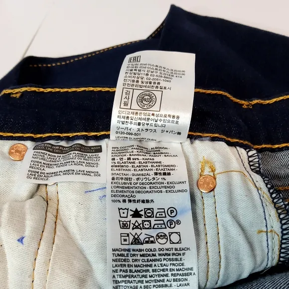 NEW Levis 501 Original Fit Straight BUTTON FLY 31x34 Denim Blue Jeans Dark Wash