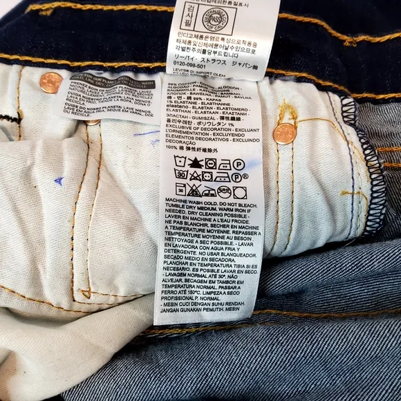 NEW Levis 501 Original Fit Straight BUTTON FLY 31x34 Denim Blue Jeans Dark Wash