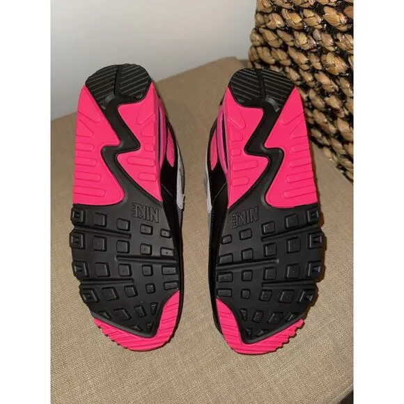 New Mens Nike Air Max 90 Wolf Grey Hyper Pink Black Size 9 DM0029-010