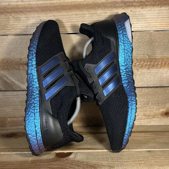 NEW Mens Size 8 Adidas Ultraboost 5.0 DNA Core Black Metallic Blue Shoes GY8614