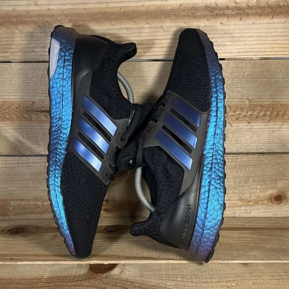 NEW Mens Size 8 Adidas Ultraboost 5.0 DNA Core Black Metallic Blue Shoes GY8614