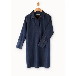 NEW MERSEA scottie chambray dress in rinsed chambray