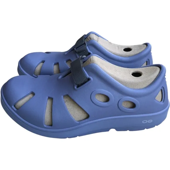 NEW Oofos Oocandoo Recovery Fisherman Water Sandals Womens 12 Mens 10 Blue Strap