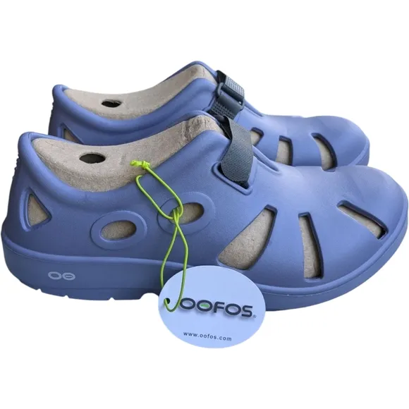 NEW Oofos Oocandoo Recovery Fisherman Water Sandals Womens 12 Mens 10 Blue Strap