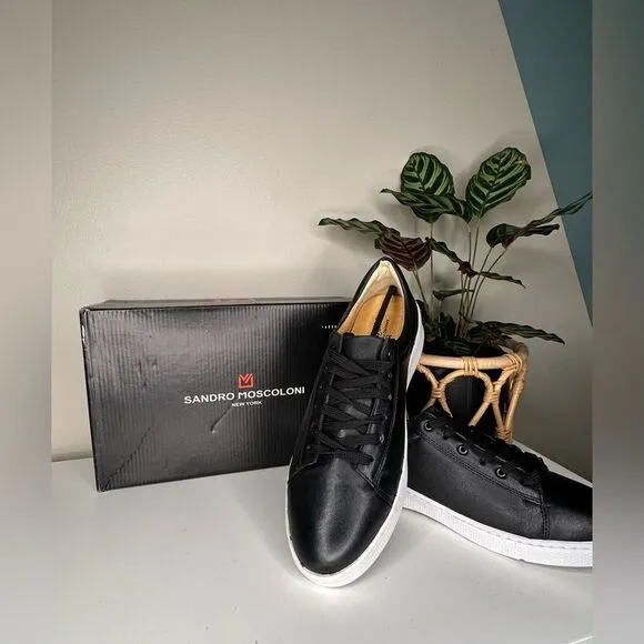 NEW Sandro Moscoloni M180 Black Leather Low-Top Sneakers Men’s Size 11D Brazil
