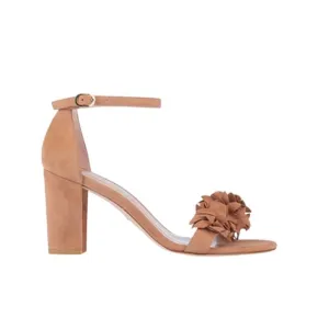 NEW Stuart Weitzman Nearly Nude Floral Sandals Womens 7 Beige Suede Open Toe NIB