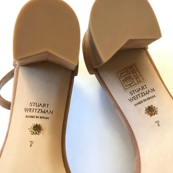 NEW Stuart Weitzman Nearly Nude Floral Sandals Womens 7 Beige Suede Open Toe NIB