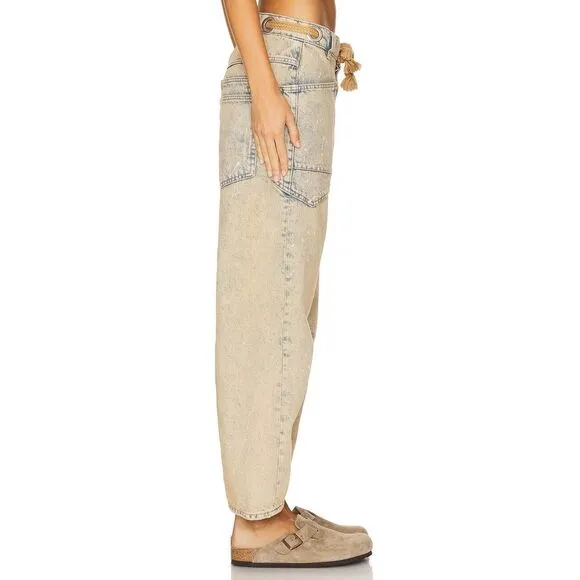 New We The Free Moxie Low Slung Pull On Barrel Wide Leg Cowboy  Sz 28
