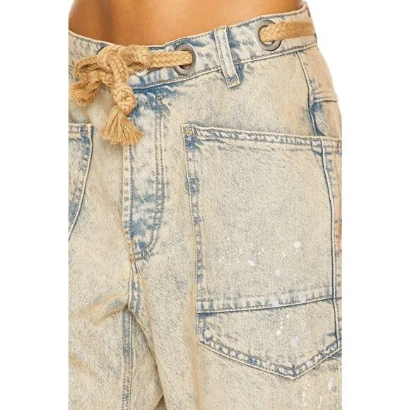 New We The Free Moxie Low Slung Pull On Barrel Wide Leg Cowboy  Sz 28