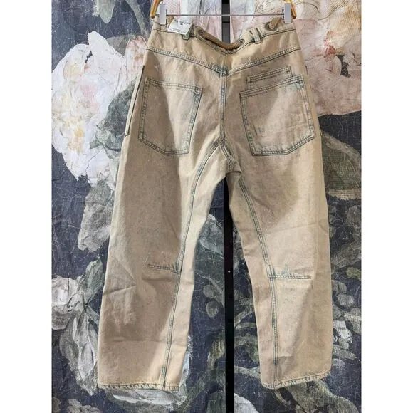 New We The Free Moxie Low Slung Pull On Barrel Wide Leg Cowboy  Sz 28