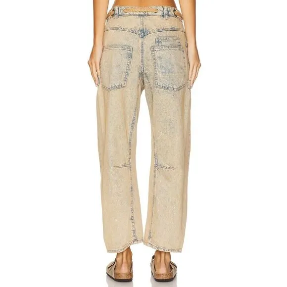 New We The Free Moxie Low Slung Pull On Barrel Wide Leg Cowboy  Sz 28