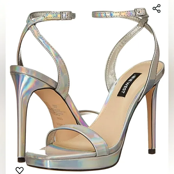 New w/o Box Nine West Zadie Square Toe Iridescent Ankle-Strap Dress Sandal