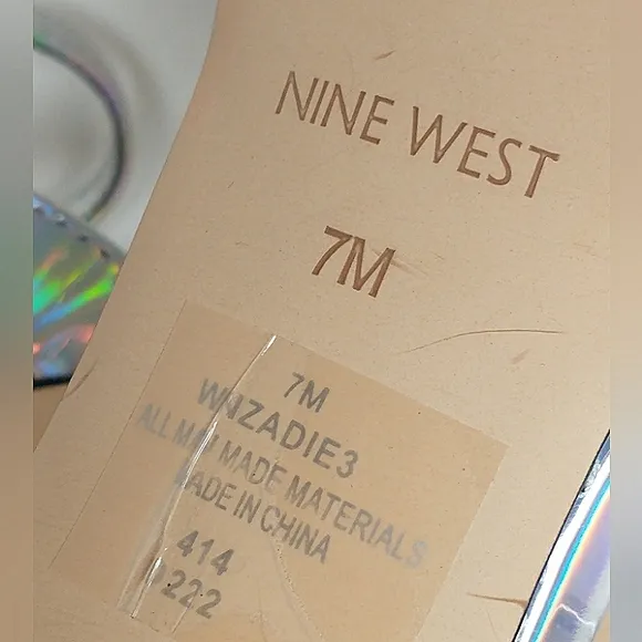 New w/o Box Nine West Zadie Square Toe Iridescent Ankle-Strap Dress Sandal