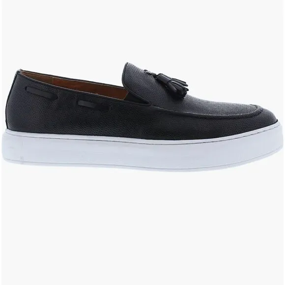 New Zanzara Somers Tassel Loafer (Men) hand-finished leather black 9.5 tassels
