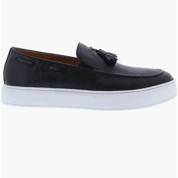 New Zanzara Somers Tassel Loafer (Men) hand-finished leather black 9.5 tassels