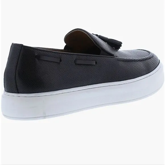New Zanzara Somers Tassel Loafer (Men) hand-finished leather black 9.5 tassels