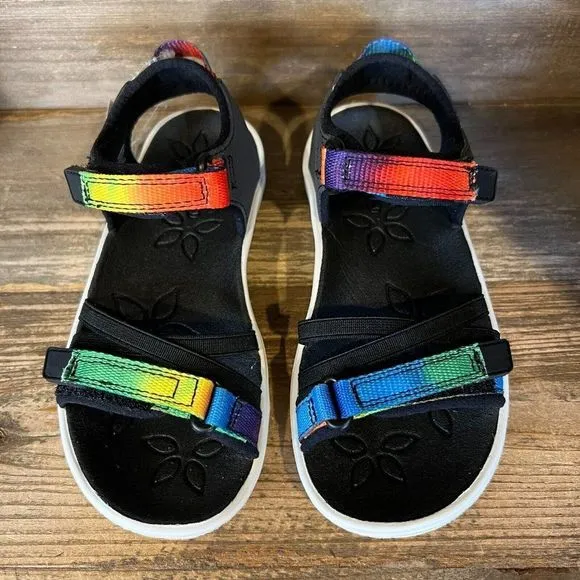 New Childrens‎ Keen Black Rainbow Comfort Strappy Slingback Sandals Size 10 C