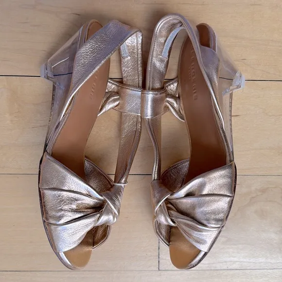 nib CLERGERIE PARIS Translucent Wedge Heel Sandals in Rose Gold – size 7.5
