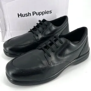 NIB Hush Puppies Ty Big Boys Leather Lace Up Oxford Dress Shoes Black Size 6.5M