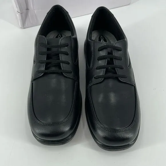 NIB Hush Puppies Ty Big Boys Leather Lace Up Oxford Dress Shoes Black Size 6.5M