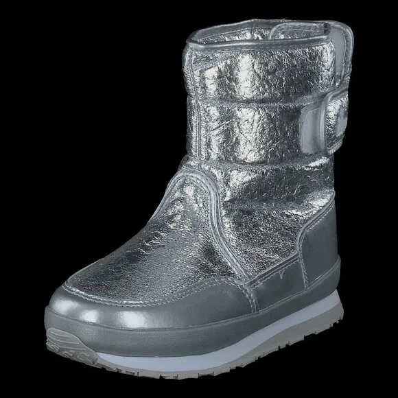 NIB Rubber Duck shoes Rd Cracked Metallic Kids Silver Waterproof Boots 12.5