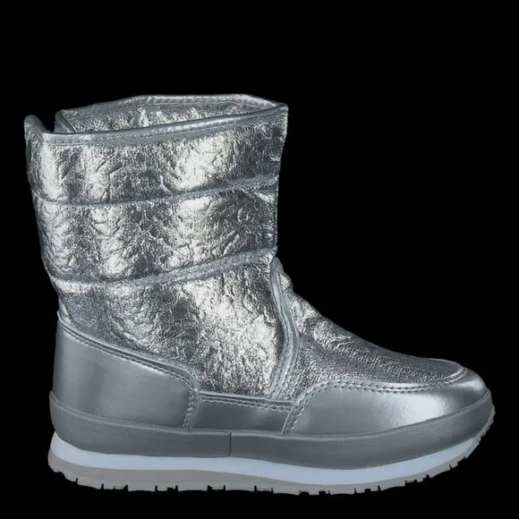 NIB Rubber Duck shoes Rd Cracked Metallic Kids Silver Waterproof Boots 12.5