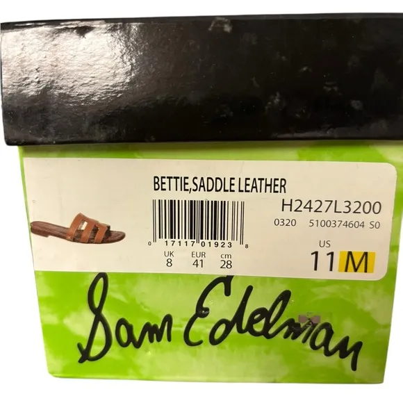 NIB Sam Edelman Brown Leather Slide Sandals Women’s Size 11 M