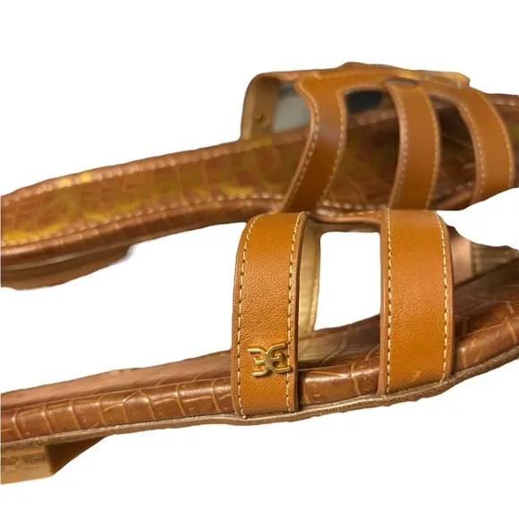 NIB Sam Edelman Brown Leather Slide Sandals Women’s Size 11 M