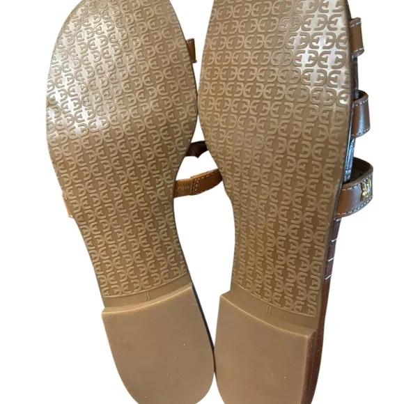 NIB Sam Edelman Brown Leather Slide Sandals Women’s Size 11 M