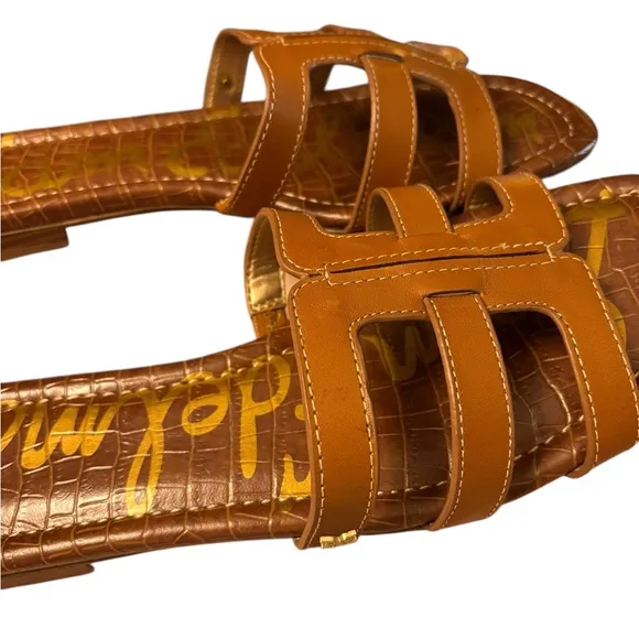 NIB Sam Edelman Brown Leather Slide Sandals Women’s Size 11 M