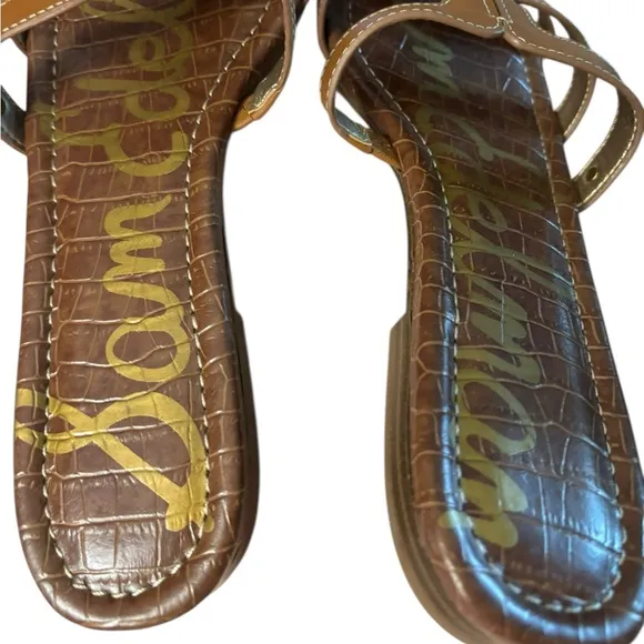 NIB Sam Edelman Brown Leather Slide Sandals Women’s Size 11 M