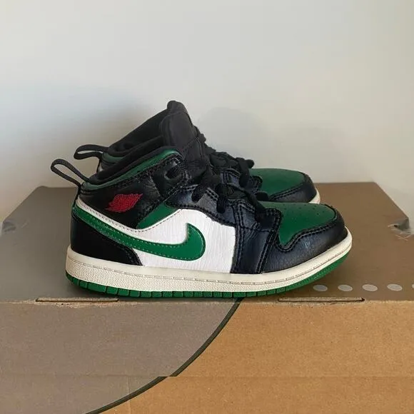 Nike AIR JORDAN 1 MID Pine Green Kids Sneakers - SZ 10 C