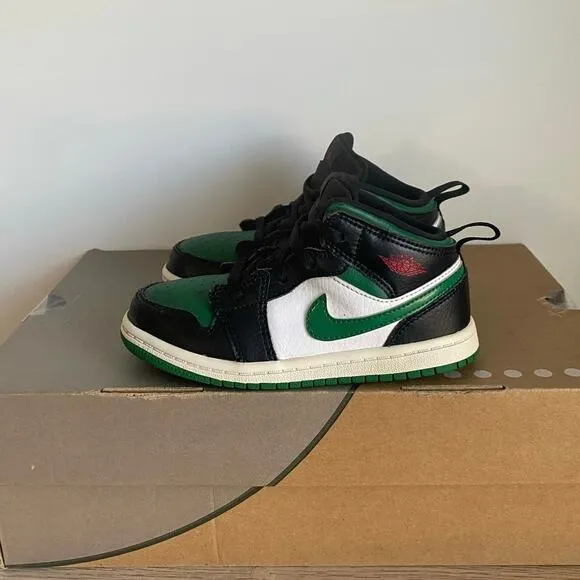 Nike AIR JORDAN 1 MID Pine Green Kids Sneakers - SZ 10 C