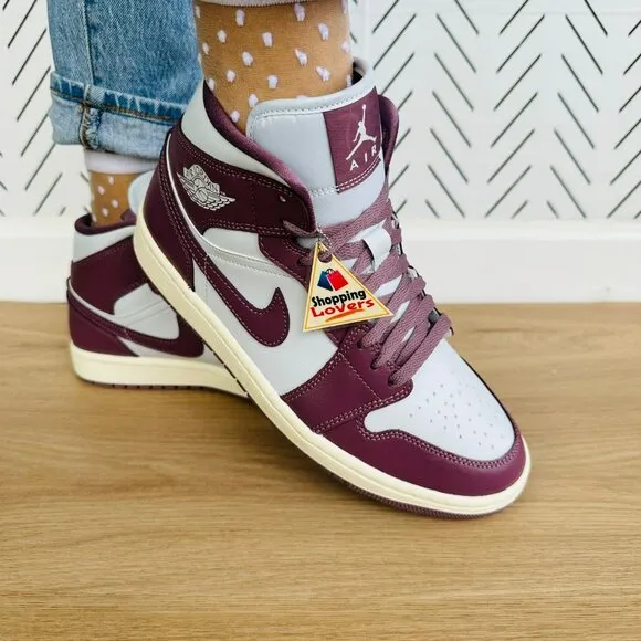 🤩Nike Air Jordan 1 Mid 'Sky J Mauve' Sz 7 Women's  Shoes White BQ6472-050 New