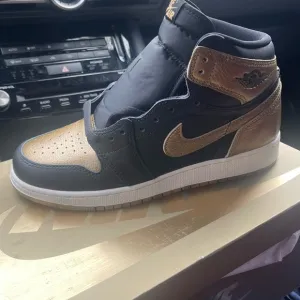 Nike Air Jordan 1’s Boys Black and Gold Sneakers