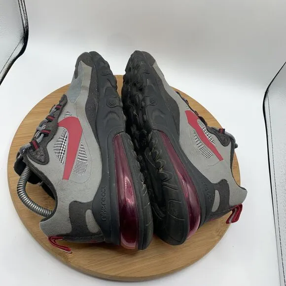 Nike Air Max 270 React Mens Size 8 Running Shoes Black Grey Red CT3135 001