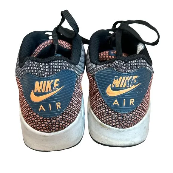 Nike Air Max 90 Jacquard Flyknit Trainers, Blue/Orange, Men's Size 9