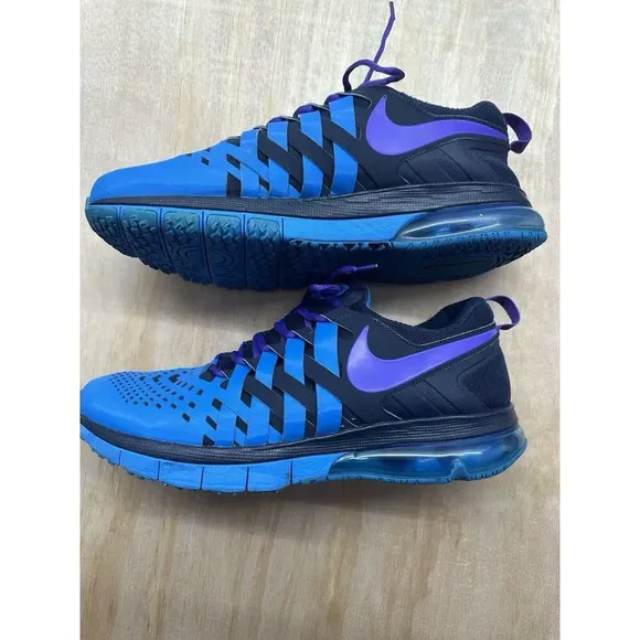 Nike Fingertrap Air Max Mens Size 14 Purple Swoosh Blue Training Shoes EUC