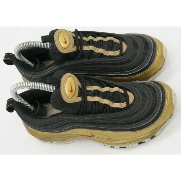 Nike Mens Air Max 97 QS AT5458-002 Black Gold Running Shoes Sneakers Size 4.5