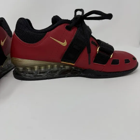 NIKE ROMALEOS 2 WEIGHTLIFTING SHOES RED GOLD BLACK 476927-670 Sz 6.5