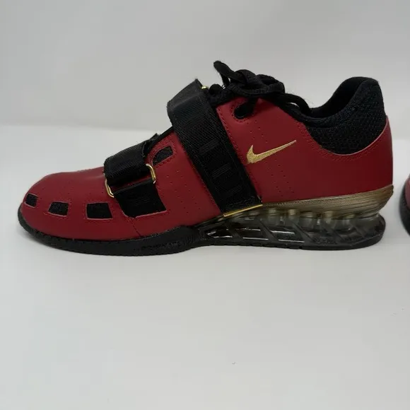 NIKE ROMALEOS 2 WEIGHTLIFTING SHOES RED GOLD BLACK 476927-670 Sz 6.5