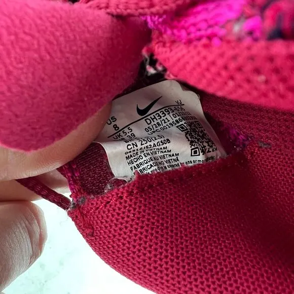 Nike SuperRep Go 3 Flyknit Next Nature Sneakers Women's 8 Pink Running Shoes