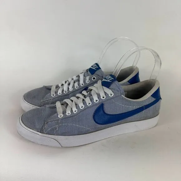 Nike Tennis Classic Athletic Shoes Men's 7 Blue White Stripe Lace-Up Low Top