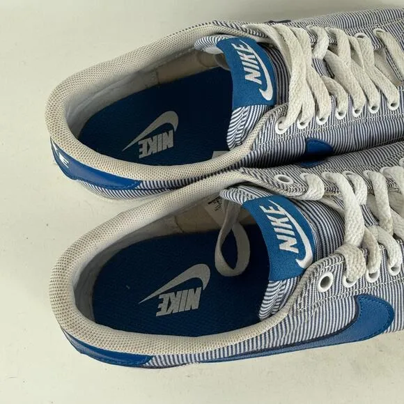 Nike Tennis Classic Athletic Shoes Men's 7 Blue White Stripe Lace-Up Low Top