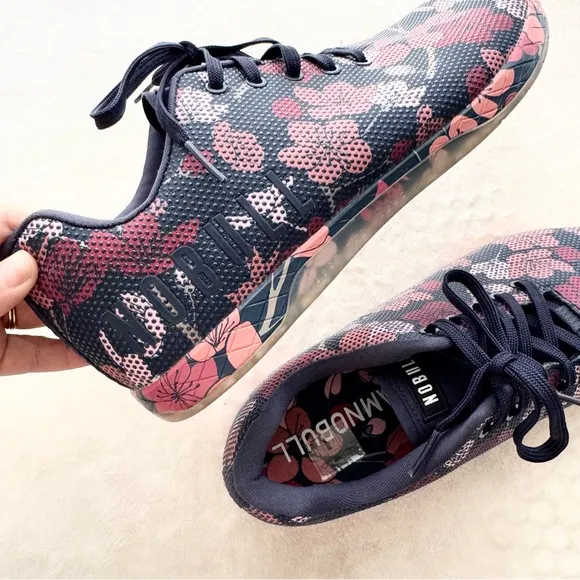 NoBull Project Navy Cherry Blossom Trainer Sneakers Unisex W 15.5 M 14
