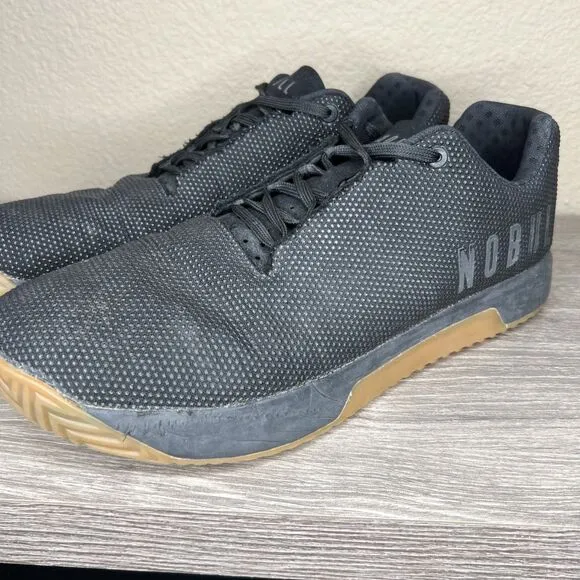 NOBULL Shoes Sneakers Outwork Edge Mens 12.5 Black Gum Superfabric Gym Fitness