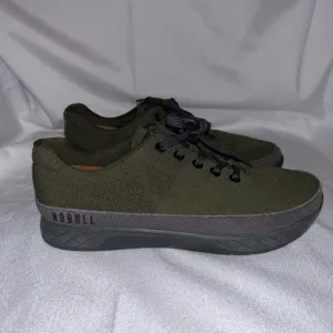 Nobull Unisex Military Green &amp; Gray Canvas Trainer Lace Workout Shoes  W 9 M 7.5