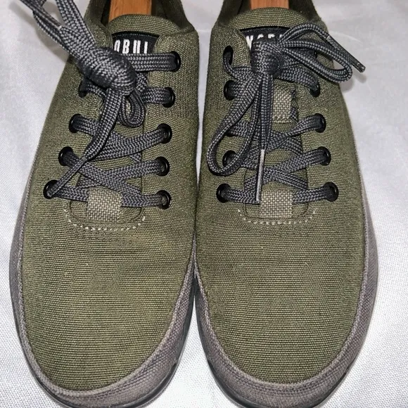 Nobull Unisex Military Green &amp; Gray Canvas Trainer Lace Workout Shoes  W 9 M 7.5