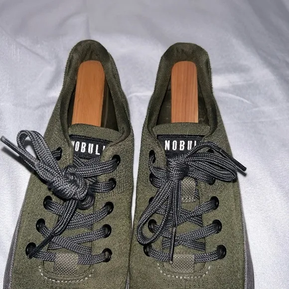 Nobull Unisex Military Green &amp; Gray Canvas Trainer Lace Workout Shoes  W 9 M 7.5